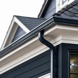 Finished roofline with seamless gutters on an upscale home